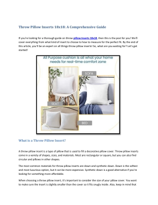 Throw Pillow Inserts 18x18- A Comprehensive Guide