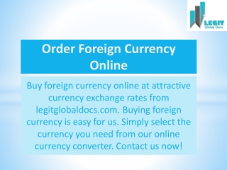 Order Foreign Currency Online