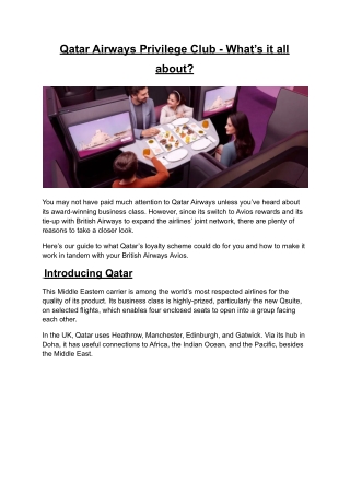 Qatar Airways Privilege Club - What’s it all about