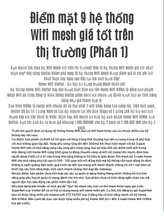 Điểm mặt 9 hệ thống Wifi mesh giá tốt trên thị trường (Phần 1)