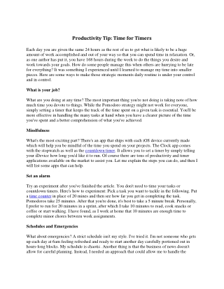 Tip To Be Productive Tip For Productivity: Timers For Timers