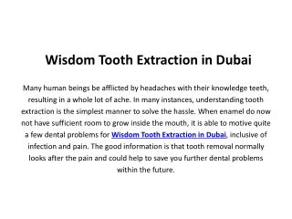 Wisdom Tooth Extraction in Dubai