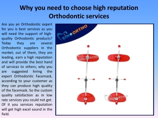 Why you need to choose high reputation Orthodontic services