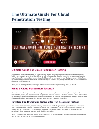 The Ultimate Guide For Cloud Penetration Testing