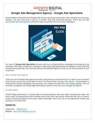 Google Ads Management Agency