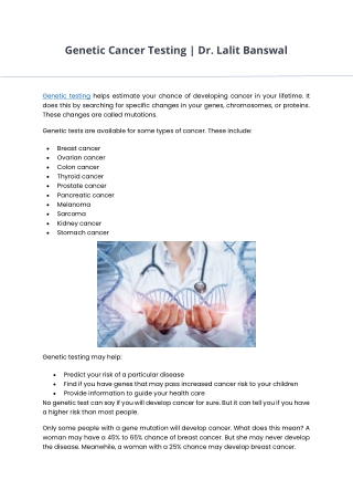 Genetic Cancer Testing