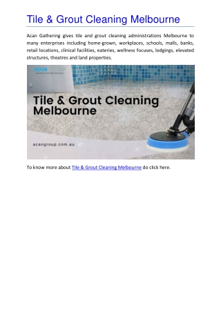 Tile & Grout Cleaning Melbourne