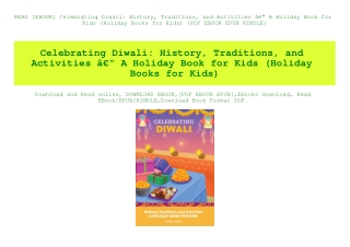 READ [EBOOK] Celebrating Diwali History  Traditions  and Activities Ã¢Â€Â“ A Holiday Book for Kids (Holiday Books for Ki