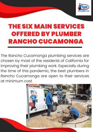 The Six Main Services Offered by Plumber Rancho Cucamonga