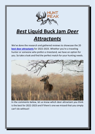 Best Liquid Buck Jam Deer Attractants