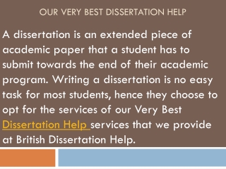 Our Very Best Dissertation Help