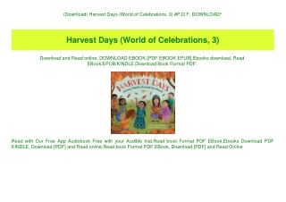 (Download) Harvest Days (World of Celebrations  3) #P.D.F.  DOWNLOAD^