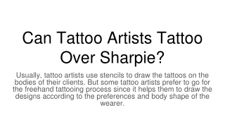 Can Tattoo Artists Tattoo Over Sharpie