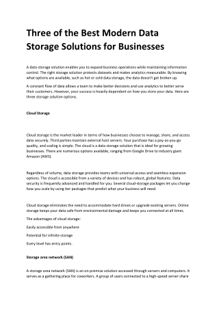 Data Storage Solutions