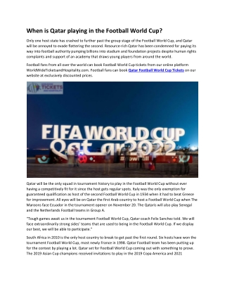When is Qatar playing in the Football World Cup