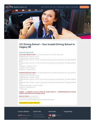 Driving School Calgary - www.121driving.com
