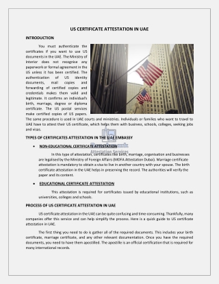 US CERTIFICATE ATTESTATION IN UAE