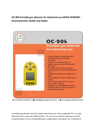 OC-904 Portable gas detector for industrial use GAXCE SENSORS