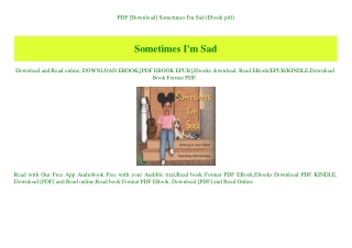 PDF [Download] Sometimes I'm Sad (Ebook pdf)