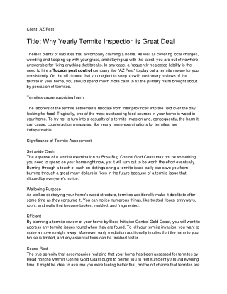 Why Yearly Termite Inspection is Great Deal_ AZ Pest