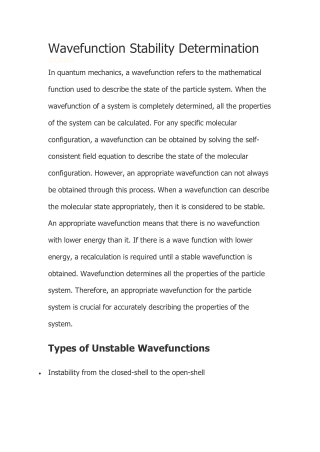 Wavefunction Stability Determination