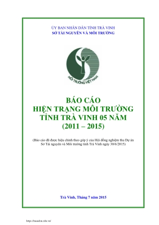 Báo cáo hiện trạng môi trường tỉnh Trà Vinh 5 năm (2011-2015)