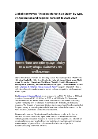 Global Nonwoven Filtration Market Research Report 2022-2027