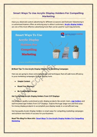 Smart Ways To Use Acrylic Display Holders For Compelling Marketing