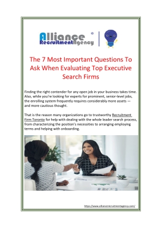 The 7 most important questions to ask when evaluating top executive search firms