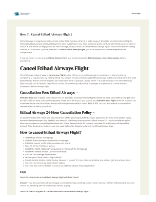 How To Cancel Etihad Airways Flight?