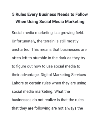 5 Rules Every Business Needs to Follow When Using Social Media Marketing