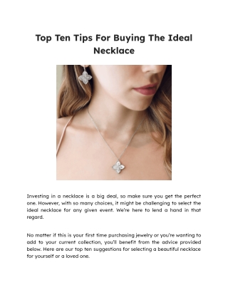 Top Ten Tips For Buying The Ideal Necklace