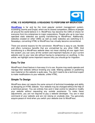 HTML VS WORDPRESS
