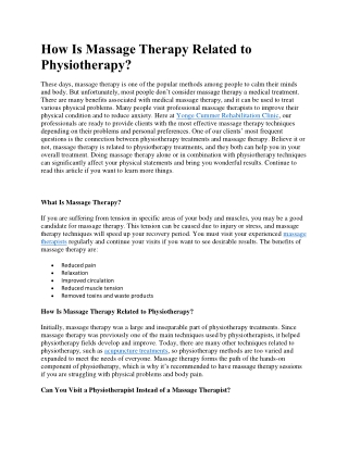 How Is Massage Therapy Related to Physiotherapy