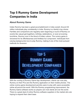 Top 5 Rummy Game Development Companies In India