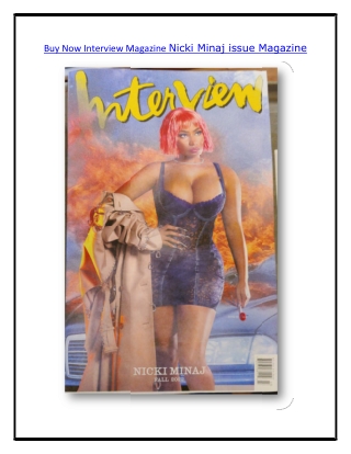 Buy Now Interview Magazine Nicki Minaj issue Magazine