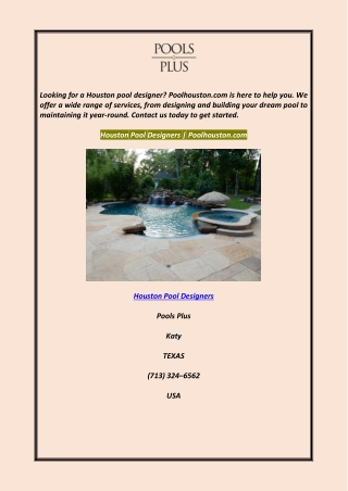 Houston Pool Designers Poolhouston.com