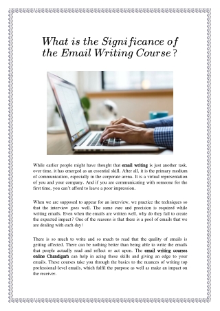 What Is The Significance Of the Email Writing Course?