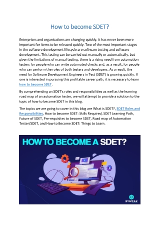 How to become SDET? A complete overview!