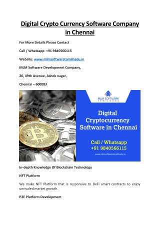 Digital Crypto Currency Software Company in Chennai