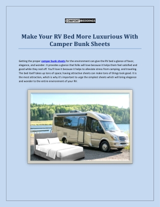 Camper Bunk Sheets helping Your RV Bed make more Luxurious