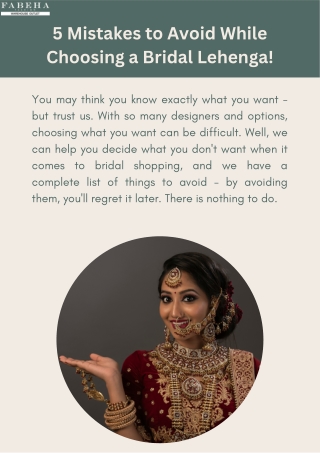 Mistakes to Avoid While Choosing a Bridal Lehenga!