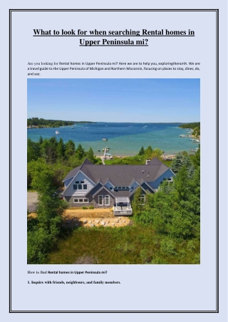 Best Rental homes in Upper Peninsula mi