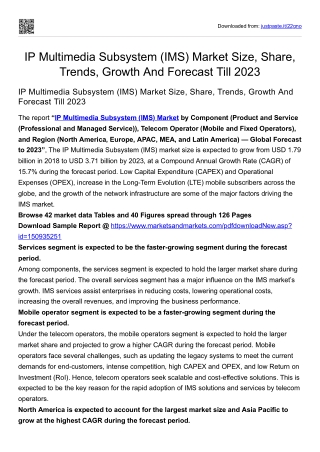 IP Multimedia Subsystem (IMS) Market Size, Share, Trends, Growth And Forecast