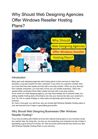 Why Should Web Designing Agencies Offer Windows Reseller Hosting Plans_