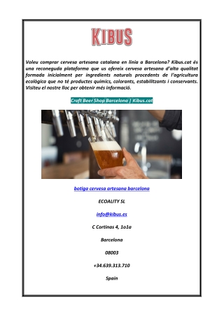 Craft Beer Shop Barcelona  Kibus.cat