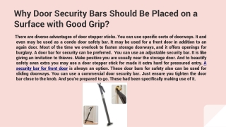 Why Door Security Bars Should Be Placed on a Surface with Good Grip_