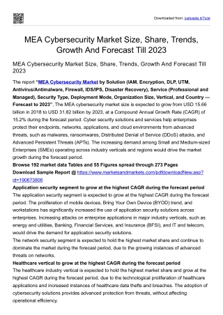 MEA Cybersecurity Market Size, Share, Trends, Growth And Forecast Till 2023