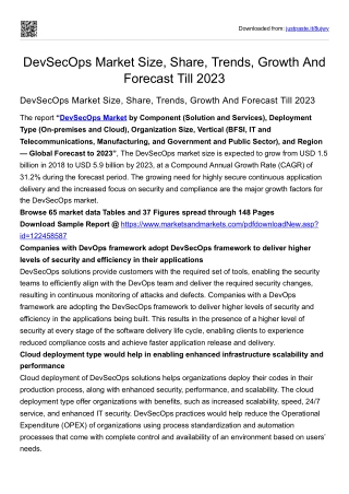 DevSecOps Market Size, Share, Trends, Growth And Forecast Till 2023