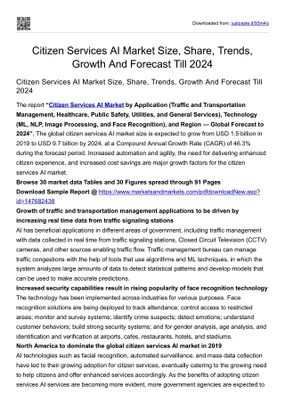 Citizen Services AI Market Size, Share, Trends, Growth And Forecast Till 2024